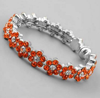 Bracelet Orange Crystal Flowers